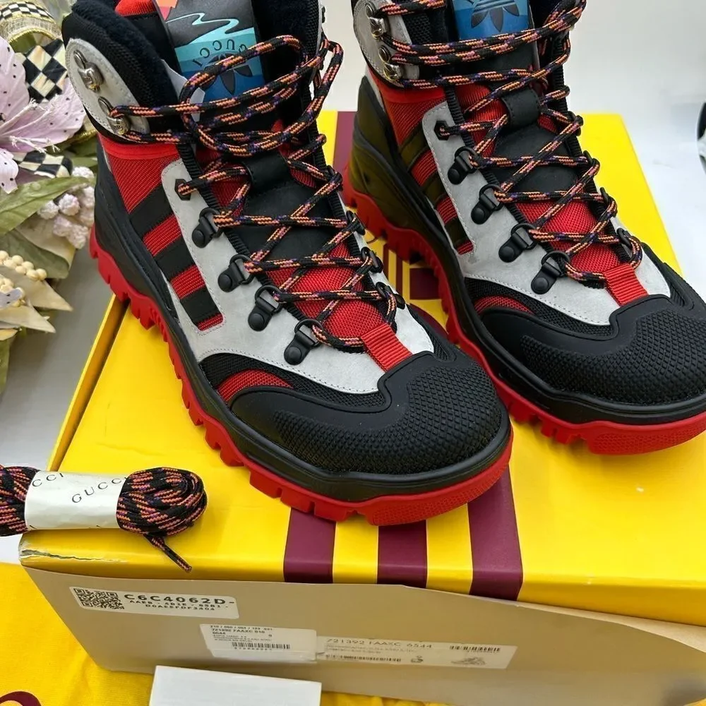 Men’s Gucci X Adidas, lace up trainer boots size 9, made in Italy